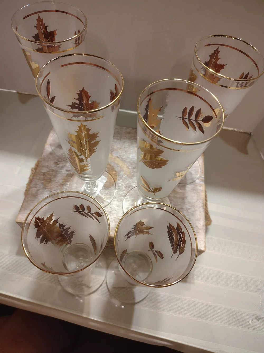 Libby Gold Leaf  Foliage Frosted Pilsner Glasses  - Set Of 6